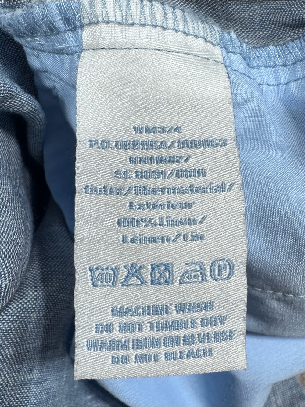 Boden 100% Linen Drawstring Pants Women's Size 12R Blue Straight Leg Flat Front - Picture 10 of 10
